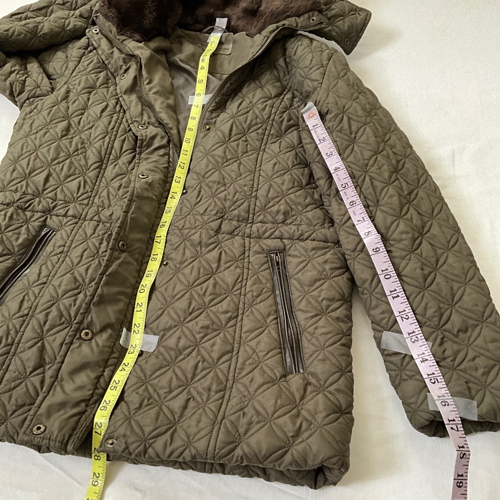 MARC NEW YORK Quilted Hooded Jacket Small Olive Brown - Picture 11 of 12
